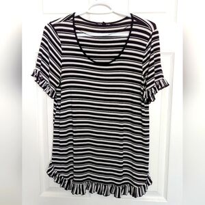 Cable & Gauge Women's (Medium)Top/Tshirt With Ruffled Sleeves & Bottom Hem